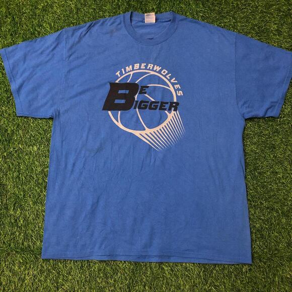 Men’s Blue Timberwolves ‘Be Bigger’ Graphic Basketball Tee - Picture 1 of 4